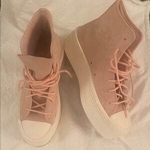 Converse High -Top Platform Sneakers - pink suede